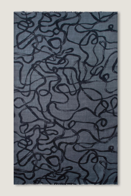 Manhattan Scribble wool scarf