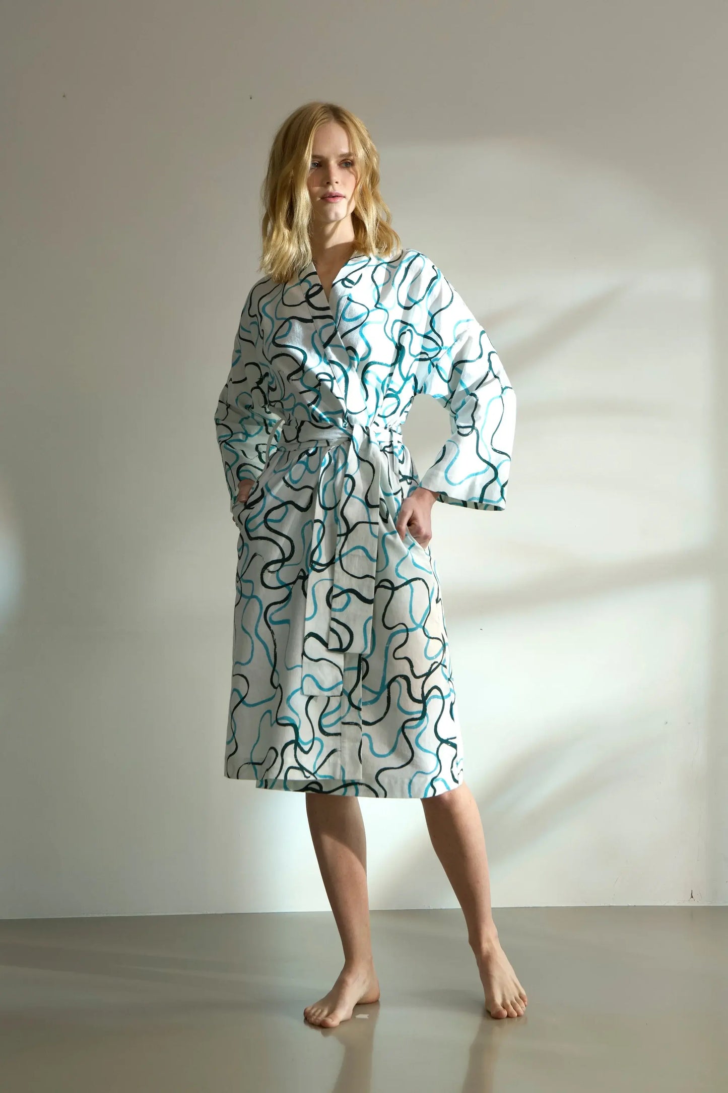 Aquamarine Scribble cotton robe