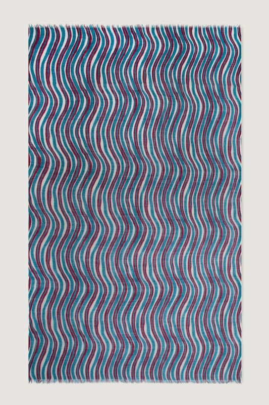 Grenat Waves wool scarf
