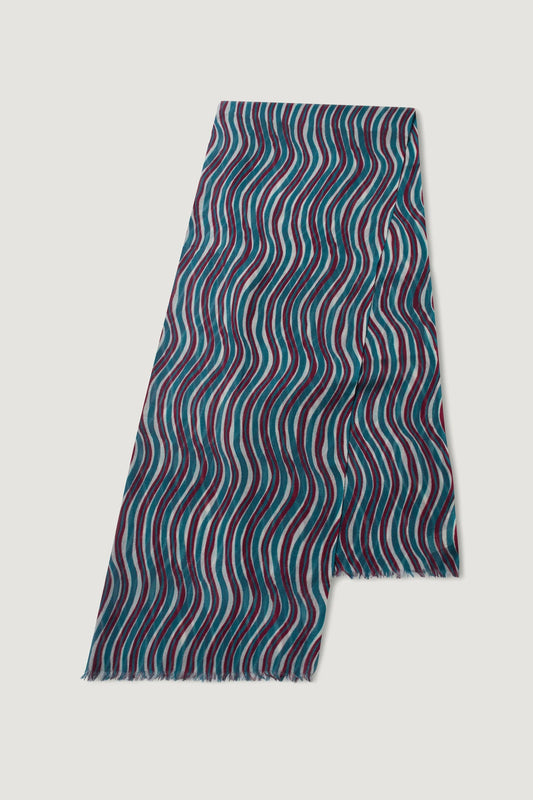 Grenat Waves wool scarf
