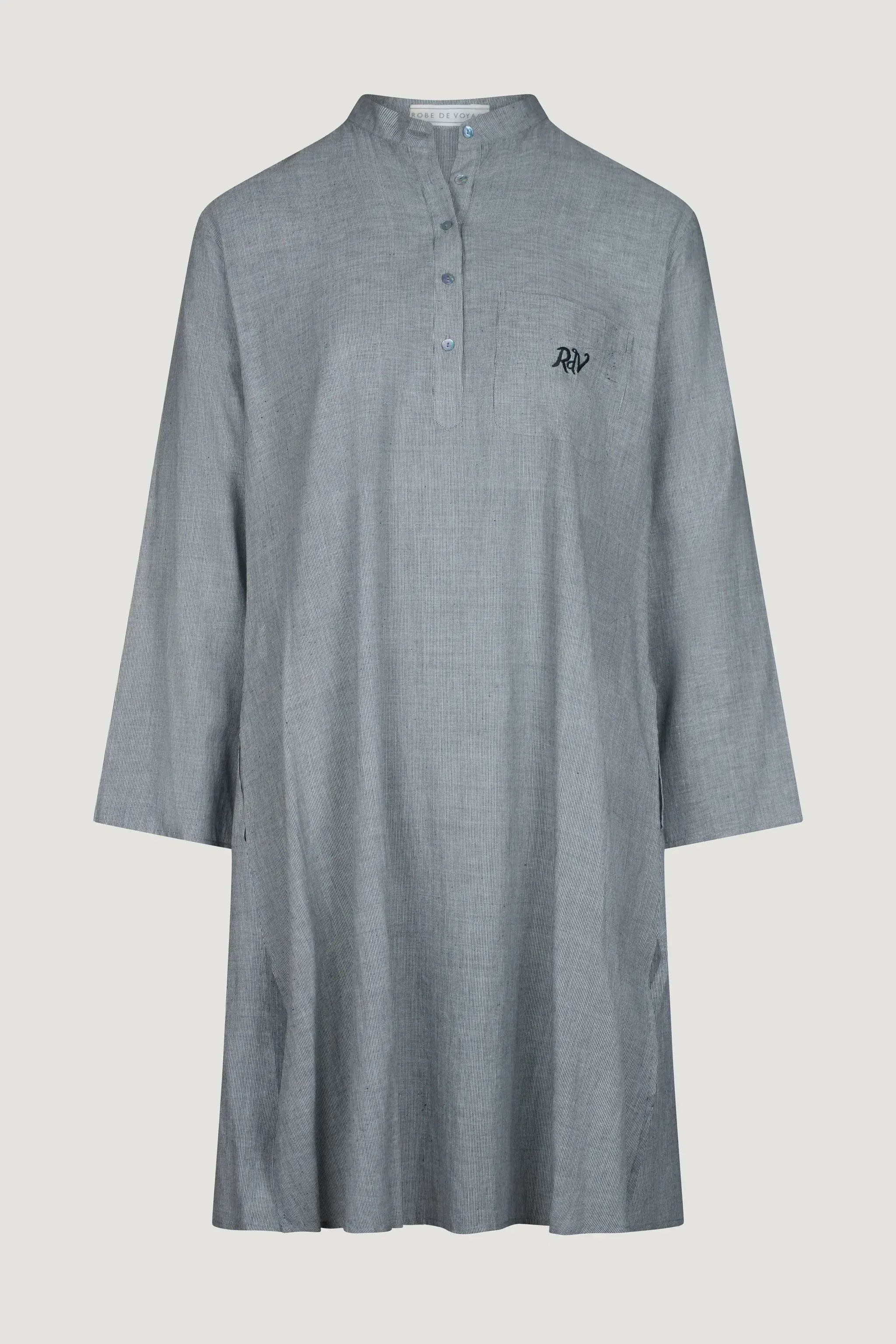 Obsidian Robe OBSIDIAN MICROSTRIPE | Khadi Cotton Nightshirt | Robe de Voyage ...
