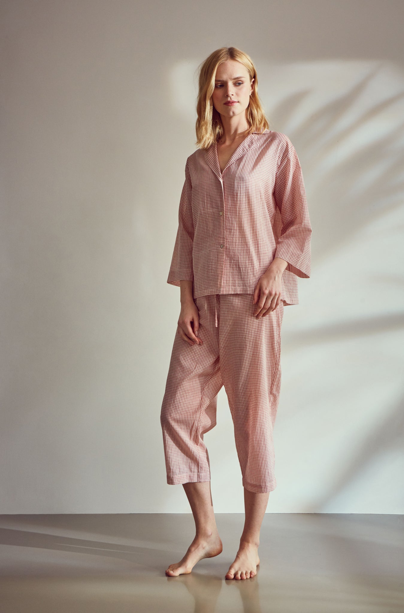 Luxury cotton red check pyjamas perfect for lightweight travel 